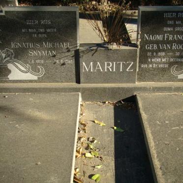 MARITZ Ignatius Michael Snyman 1908-1982 &amp; Naomi Francina VAN ROOYEN 1908-2000