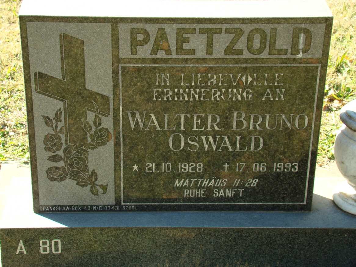 PAETZOLD Walter Bruno Oswald 1928-1993