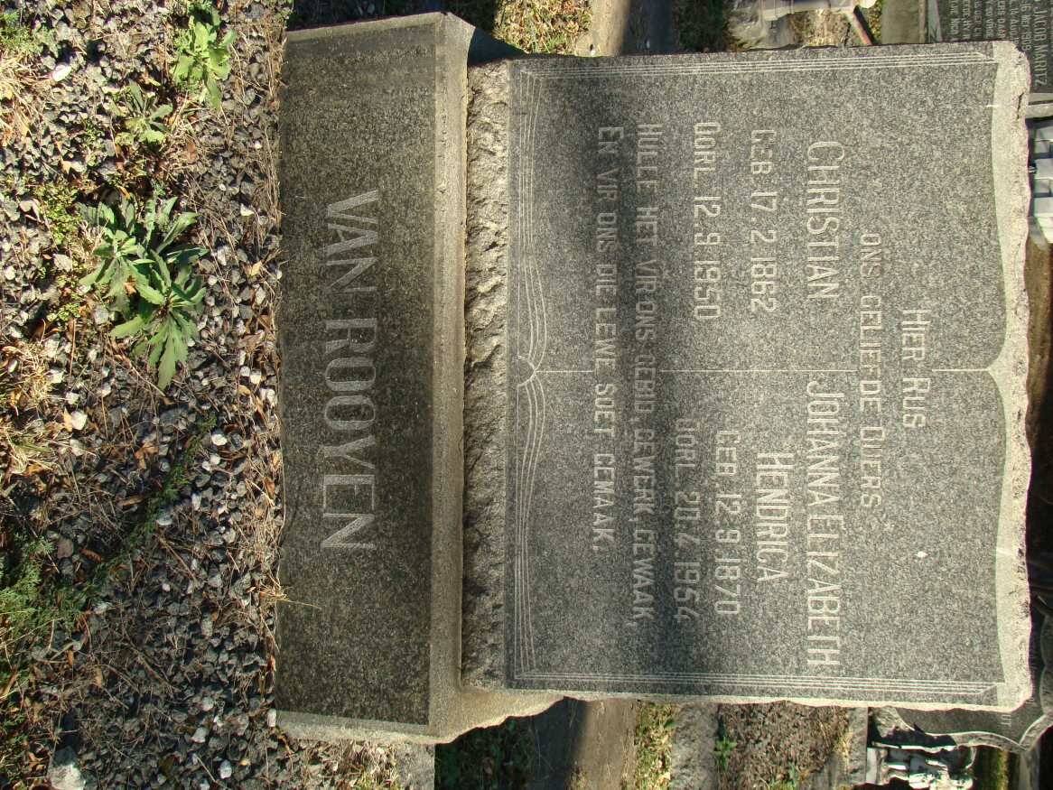 ROOYEN Christian, van 1862-1950 &amp; Johanna Elizabeth Hendrica 1870-1954