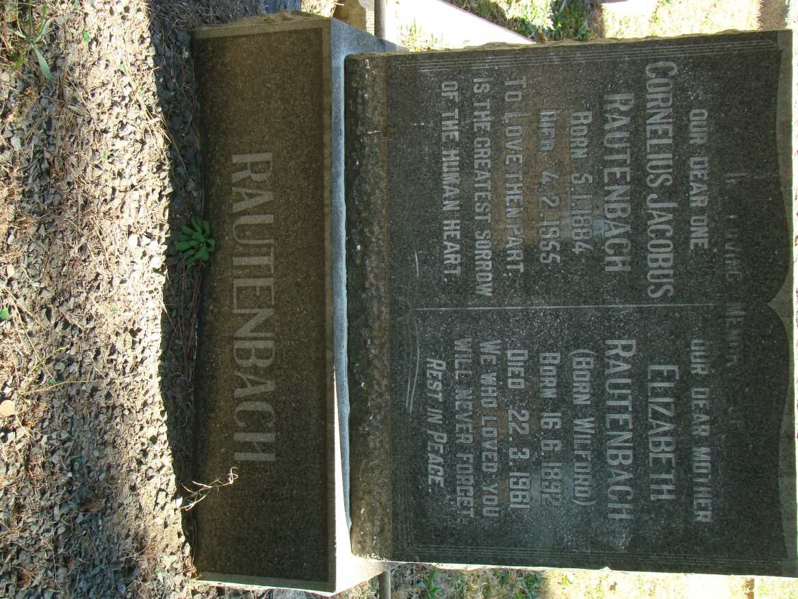 RAUTENBACH Cornelius Jacobus 1884-1955 &amp; Elizabeth WILFORD 1892-1961