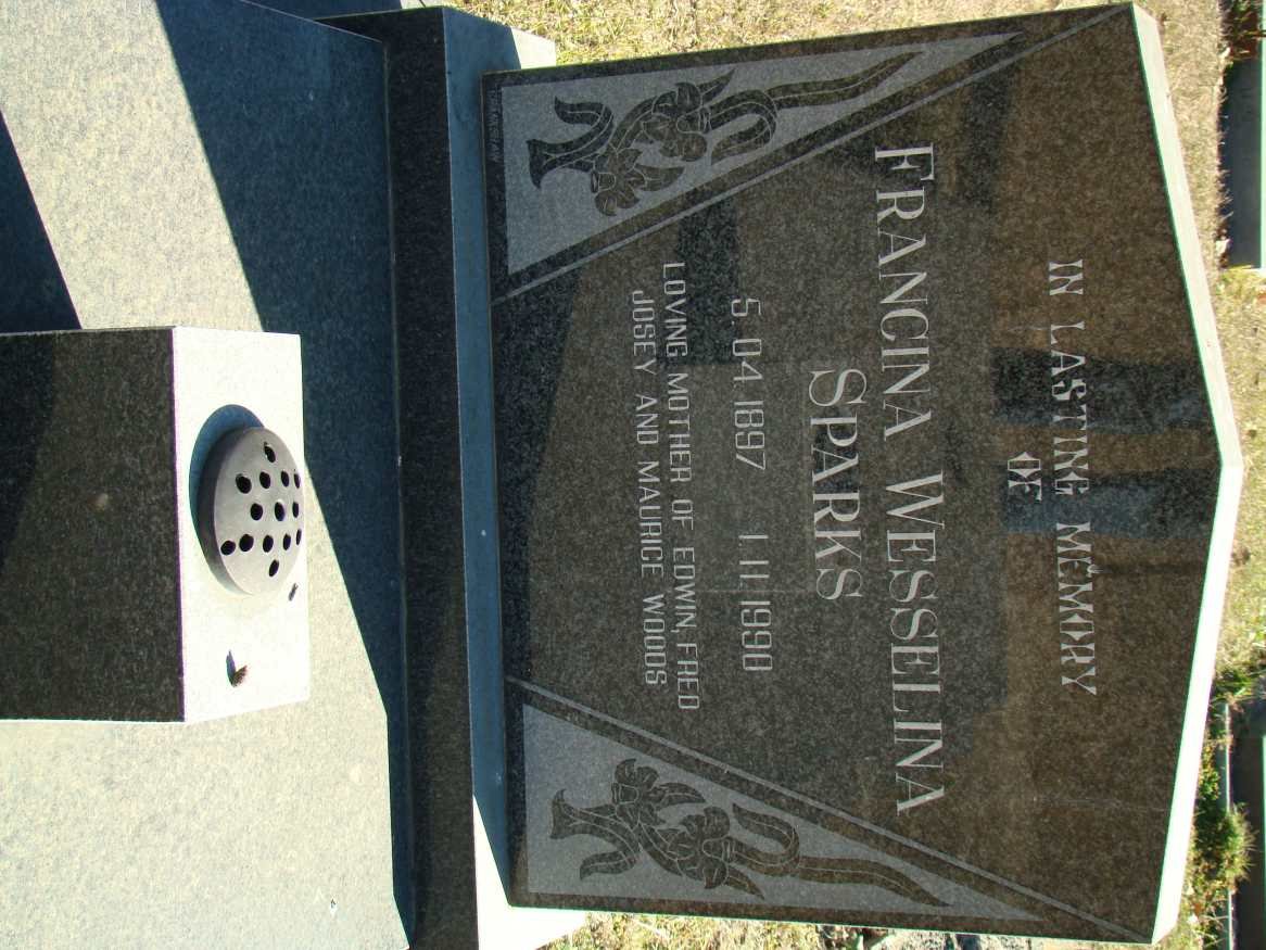 SPARKS Francina Wesselina 1897-1990