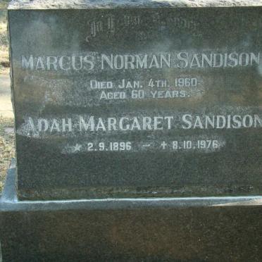 SANDISON Marcus Norman -1960 &amp; Adah Margaret 1896-1976
