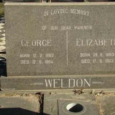 WELDON George 1882-1964 &amp; Elizabeth 1863-1963