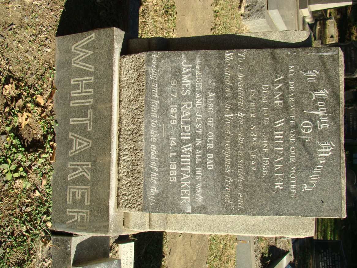 WHITAKER James Ralph 1879-1966 &amp; Anne -1956