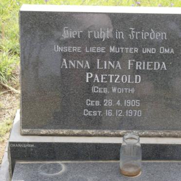 PAETZOLD Anna Lina Frieda nee WOITH 1905-1970