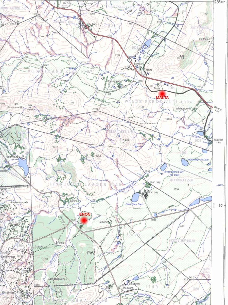 1. Map showing location of farm / kaart dui ligging van plaas aan