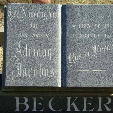 BECKER Adriaan Jacobus 1923-1986