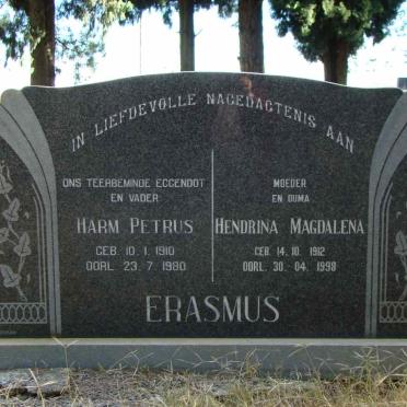 ERASMUS Harm Petrus 1910-1980 &amp; Hendrina Magdalena 1912-1998