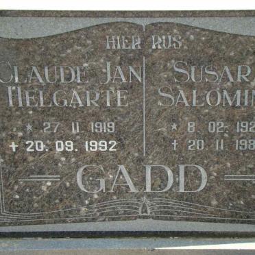GADD Claude Jan Helgarte 1919-1992 &amp; Susara Salomina 1923-1987