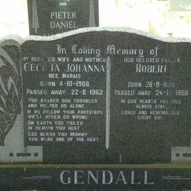 GENDALL Robert 1896-1966 &amp; Cecilia Johanna MARAIS 1908-1962