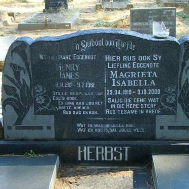 HERBST Henry James 1912-1961 &amp; Magrieta Isabella 1919-2000