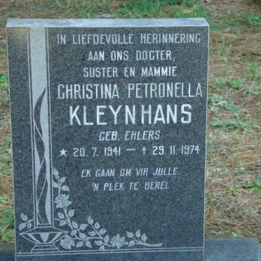 KLEYNHANS Christina Petronella nee EHLERS 1941-1974