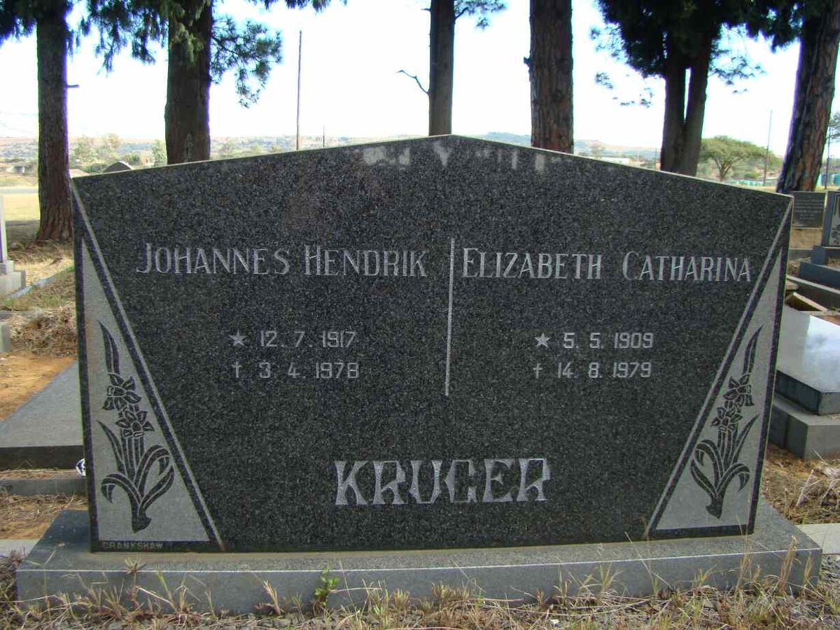 KRUGER Johannes Hendrik 1917-1978 &amp; Elizabeth Catharina 1909-1979