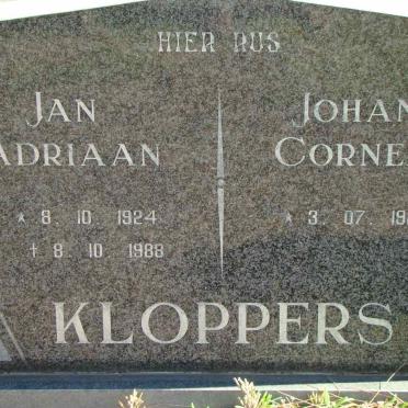 KLOPPERS Jan Adriaan 1924-1988 &amp; Johanna Cornelia 1920-