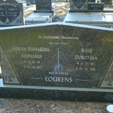 LOURENS Abram Bernardus Stephanus 1911-1982 &amp; Jessie Dorothea 1915-1998