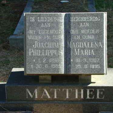 MATTHEE Joachim Phillippus 1896-1985 &amp; Magdalena Maria 1907-1995