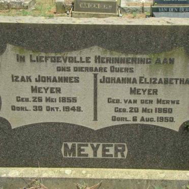 MEYER Izak Johannes 1855-1948 &amp; Johanna Elizabetha 1860-1950