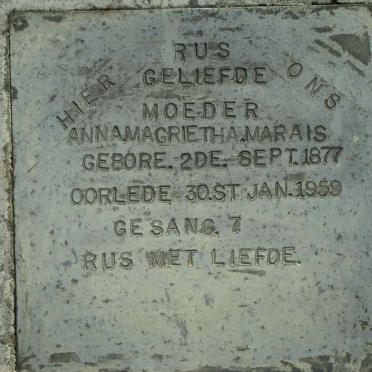 MARAIS Anna Magrietha 1877-1959 