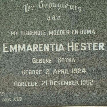 NIEKERK Willem Frederik, van 1918- &amp; Emmarentia Hester BOTHA 1924-1982 