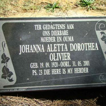 OLIVIER Johanna Aletta Dorothea 1920-2001