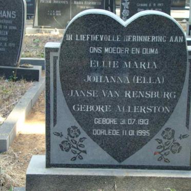 RENSBURG Ellie Maria Johanna, Janse van nee ALLERSTON 1913-1995