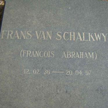 SCHALKWYK Francois Abraham, van 1936-1997