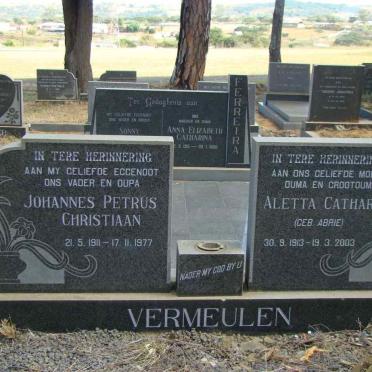 VERMEULEN Johannes Petrus Christiaan 1911-1977 &amp; Aletta Catharina ABRIE 1913-2003