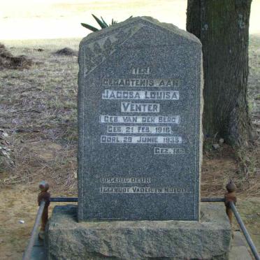 VENTER Jacoba Louisa nee VAN DER BERG 1916-1935