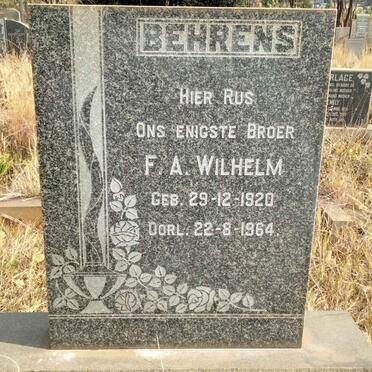 BEHRENS F.A. Wilhelm 1920-1964