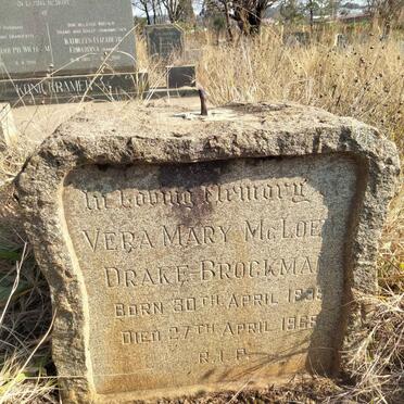 BROCKMAN Vera Mary McCloed, DRAKE- 1899-1965