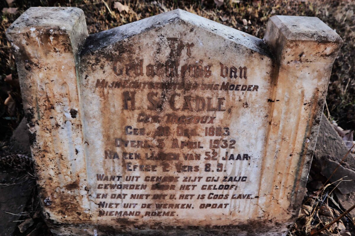 CADLE H.S. nee TREDOUX 18?3-1932