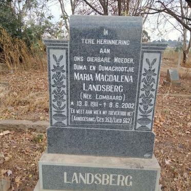 LANDSBERG Maria Magdalena nee LOMBAARD 1911-2002