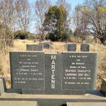 MARTENS Thomas Cadle 1916-1969 & Beatrice Charlotte Laurenna NEL 1915-1998