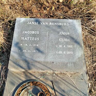 RENSBURG Jacobus Matteus, Janse Van 1918-1973 & Anna 1922-2015