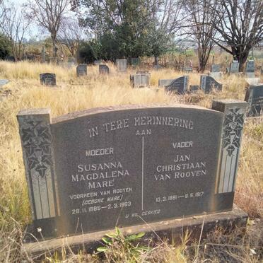 ROOYEN Jan Christiaan, van 1881-1917 & Susanna Magdalena MARE 1885-1963