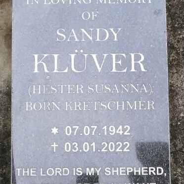 KLUVER Sandy Hester Susanna nee KRETSCHMER 1942-2022