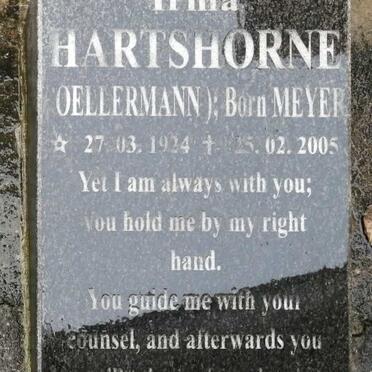 HARTSHORNE Irma nee MEYER 1924-2005