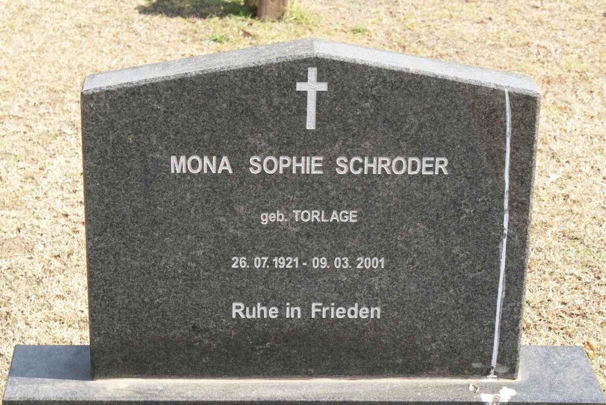 SCHRODER Mona Sophie nee TORLAGE 1921-2001