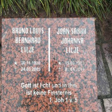 LILJE Bruno Louis Bernhard 1920-2005 &amp; Joan Sarah Johanna 1925-2019