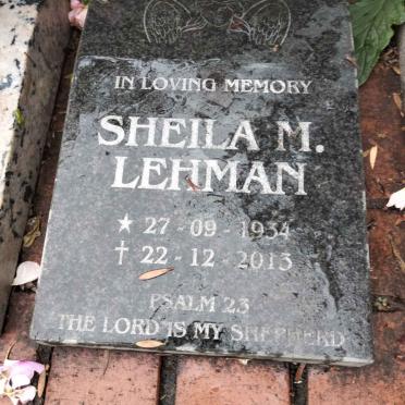 LEHMAN Sheila M. 1934-2013