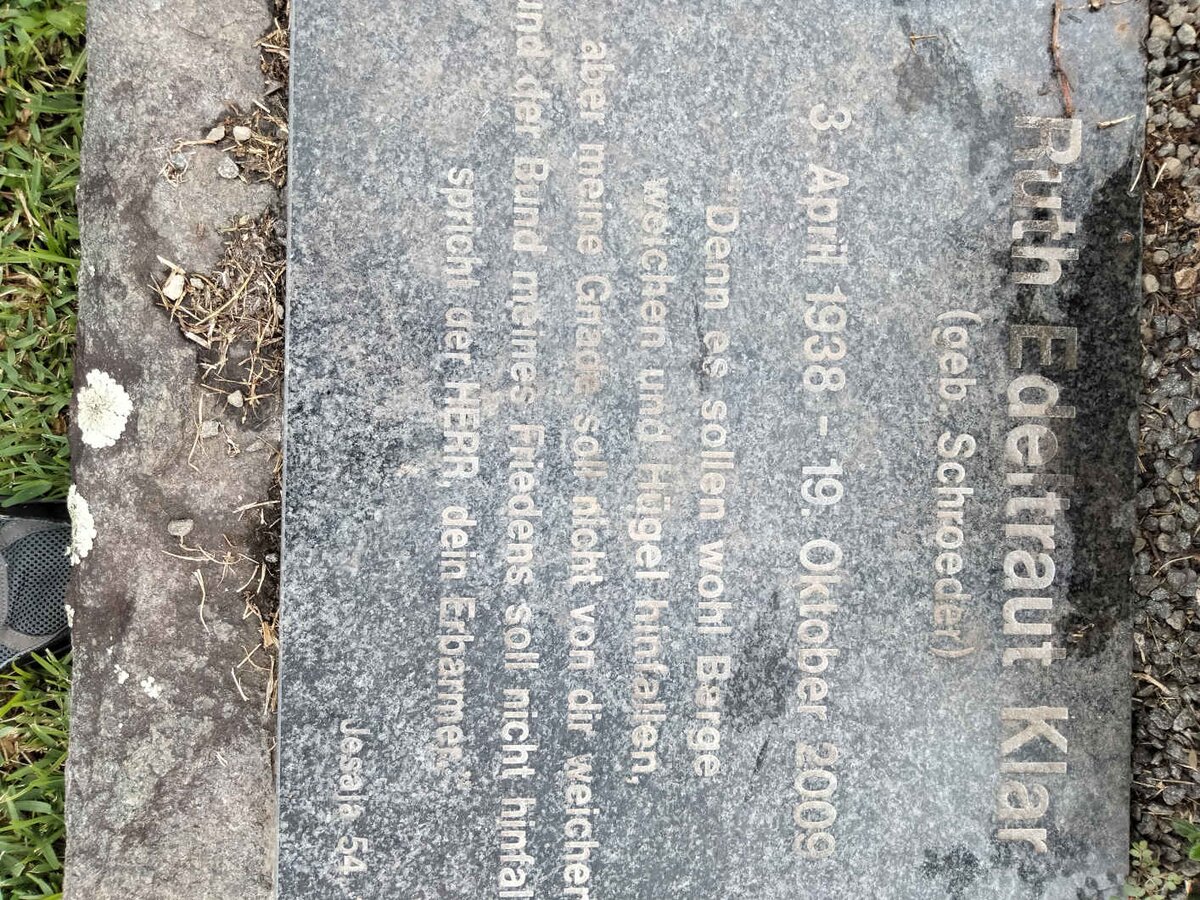 KLAR Ruth Edeltraut nee SCHROEDER 1938-2009