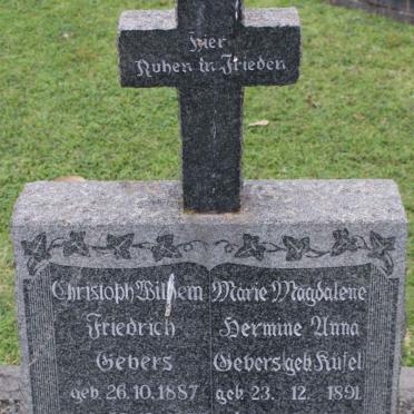 GEVERS Christoph Bilkem 1887-1981 &amp; Marie Magdalene Hermine Anna nee HUFEL 1891-1955