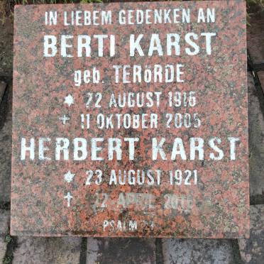 KARST Herbert 1921-2016 &amp; Berti TERÖRDE 1916-2005