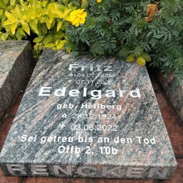 RENCKEN Fritz 1925-2006 &amp; Edelgard HELLBERG 1924-2022