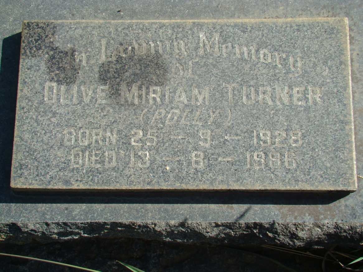 TURNER Olive Miriam nee POLLY 1928-1996