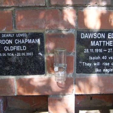 MATTHEWS Dawson Edward 1916-2004 :: OLDFIELD Gordon Chapman 1934-2003