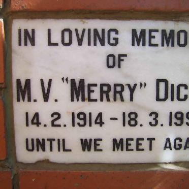 DICKS M.V. 1914-1992