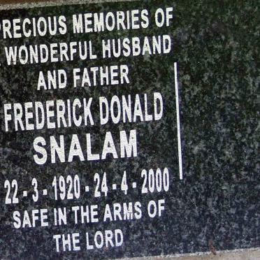 SNALAM Frederick Donald 1920-2004