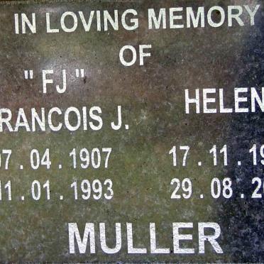 MULLER Francois J. 1907-1993 &amp; Helen 1915-2007