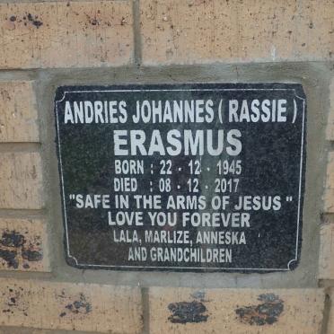 ERASMUS Andries Johannes 1945-2017